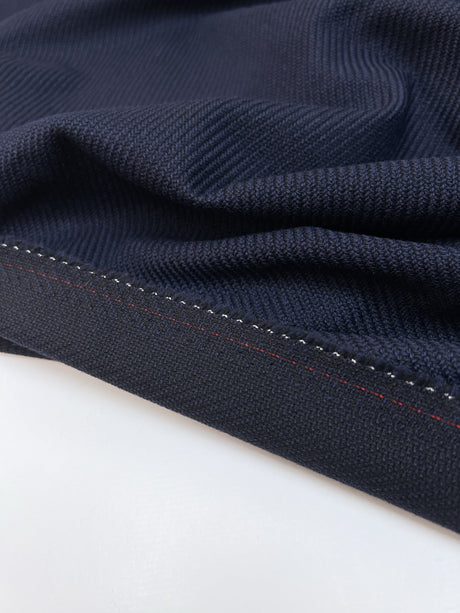 Wool Cotton Twill Fabric Blue Black