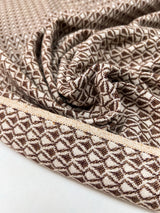 Wool Abstract White Brown Fabric