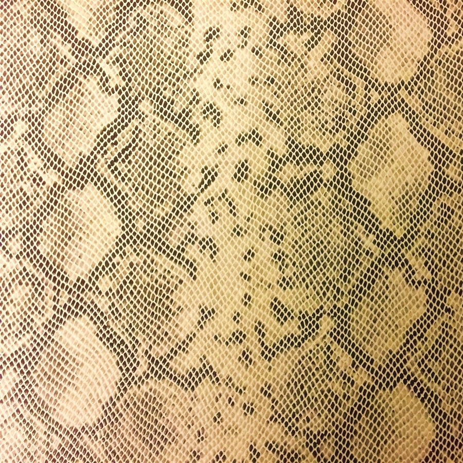 Peach Black Matte Snake Vinyl Fabric,