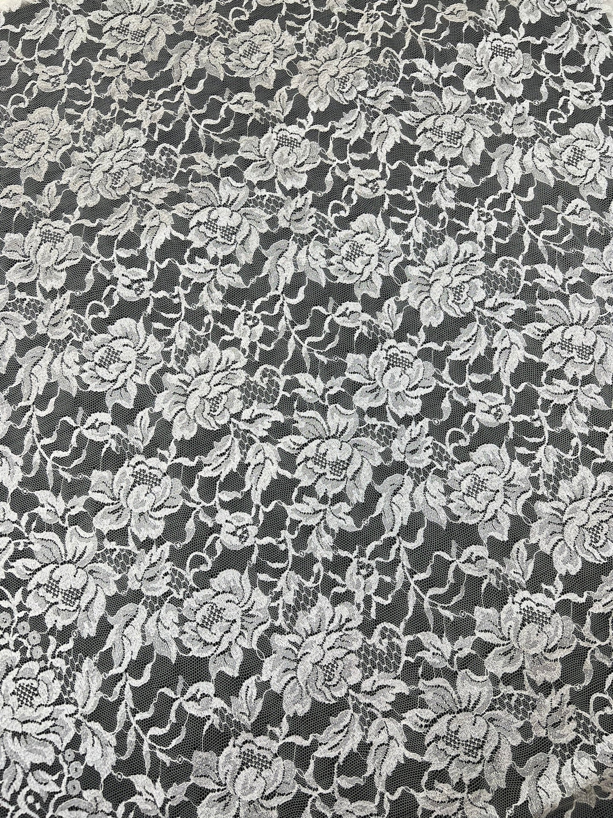 Viscose Lace Mesh Floral White Beige