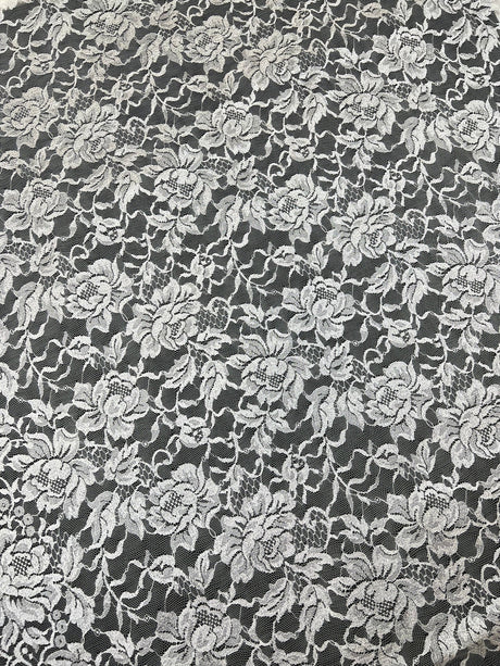 Viscose Lace Mesh Floral White Beige