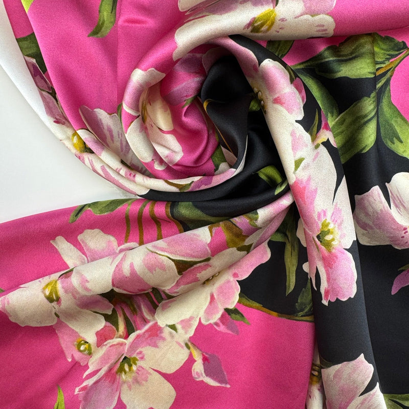 Silk Sateen Floral Printed Pink Shades