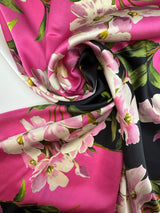 Silk Sateen Floral Printed Pink Shades