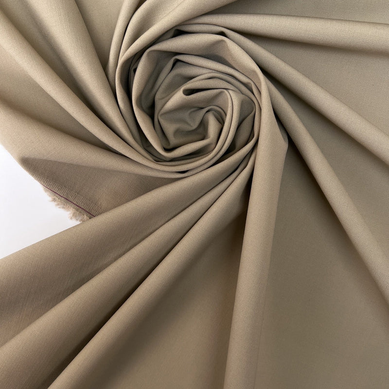 Wool Blend Woven Beige Stretch Fabric
