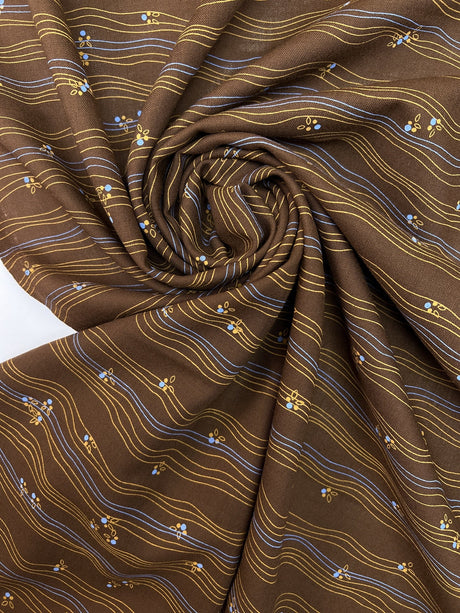 Wool Striped Yellow Brown Fabric