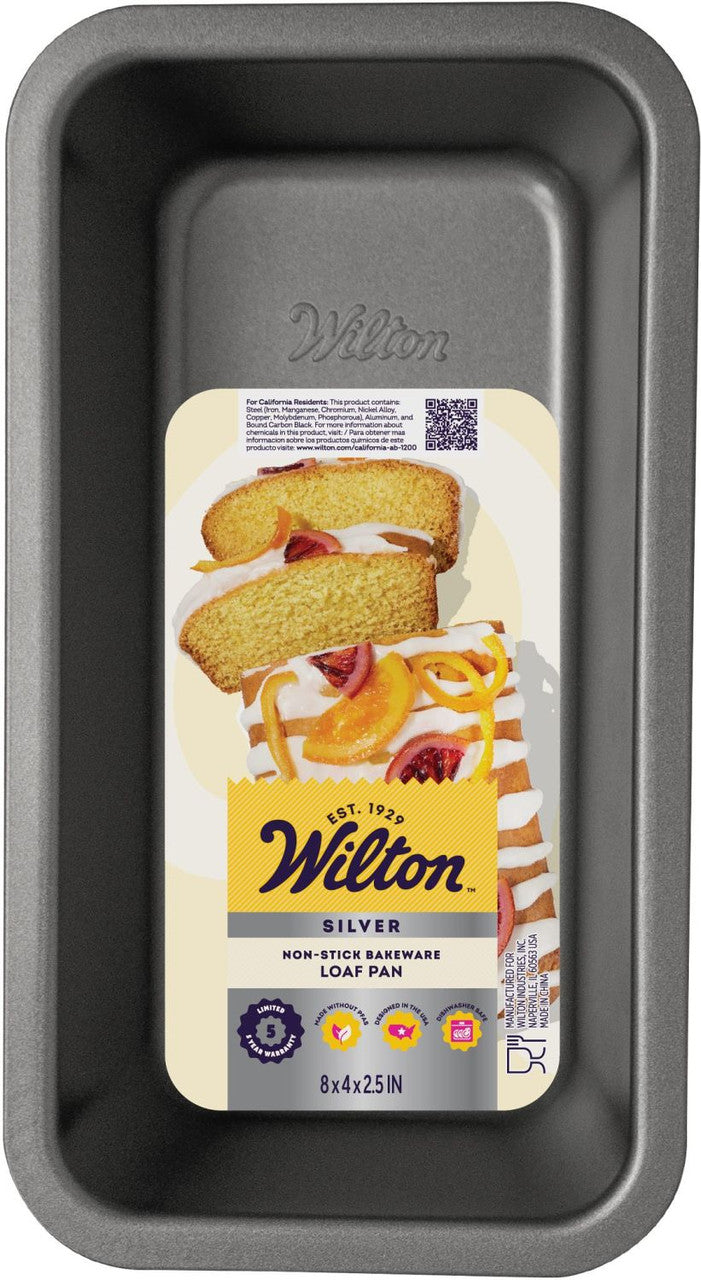 Wilton Silver Non-Stick Bakeware Loaf Pan – 8 x 4 x 2.5 Inch