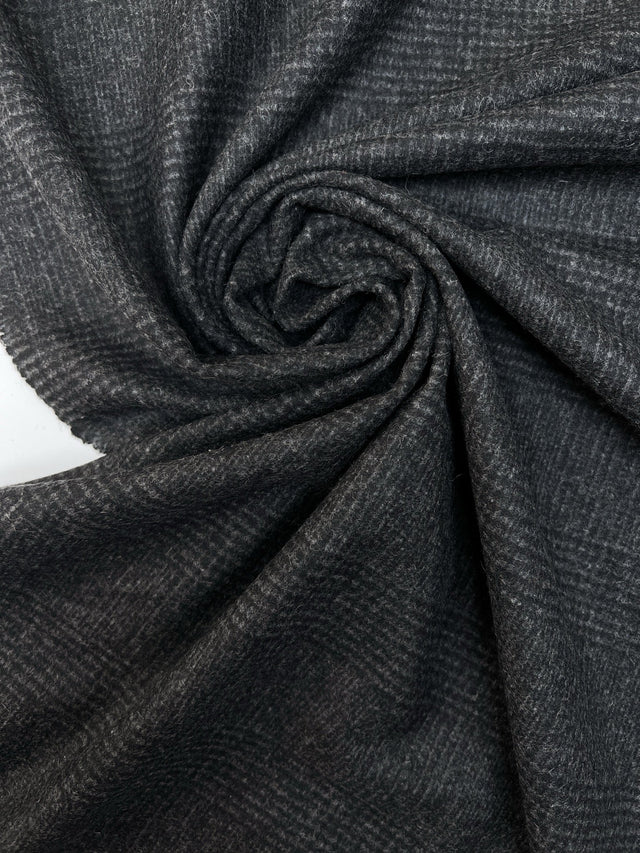 Wool Tweed Coat Fabric Checked Gray