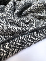 Wool Cotton Tweed Melange Black White