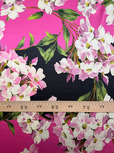 Silk Sateen Floral Printed Pink Shades