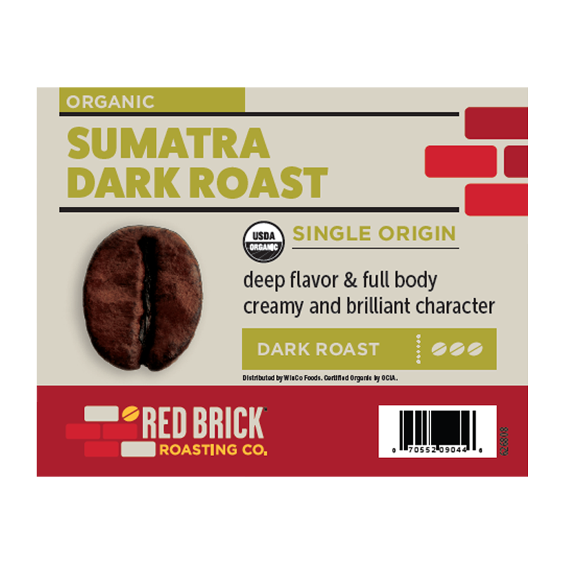 Red Brick Coffee - Red Brick Whole Coffee Beans, Organic Sumatra Dark Roast (5 pounds)