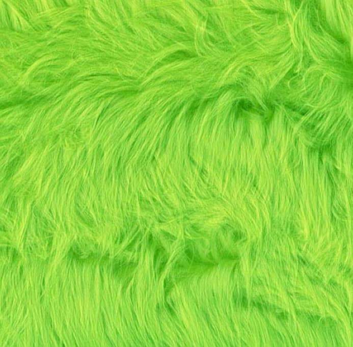 Neon Lime Faux Fake Fur Solid Shaggy Long Pile Fabric