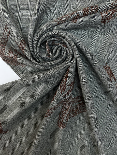 Wool Printed Abstract Striped Fabric
