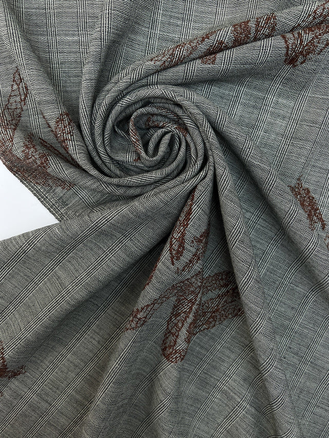 Wool Printed Abstract Striped Fabric