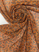 Polyester Chiffon Paisley Print Beige-Orange