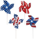 Red, White and Blue Pinwheel USA - 12 count cupcake and cake toppers