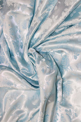 Lt. Blue Polyester Jacquard Satin Fabric - Baby Blue, Reversible, 58"-60" Width (1 Yard)