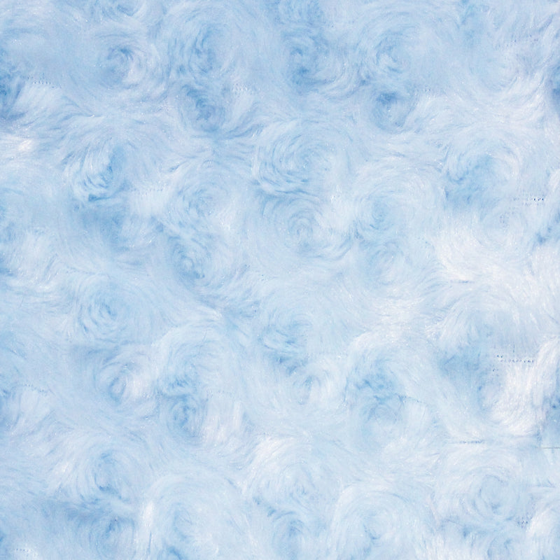 1 Yard Baby Blue Minky Rosebud Fabric 58/60" Width Rose Swirl Embossed