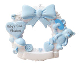 3 Inch Baby Boy Wreath Customizable Christmas Ornament Keepsake