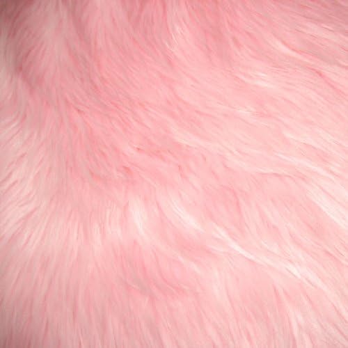 Baby Pink Faux Fur Fabric 1 Yard Luxury Shaggy Soft Decorative Craft Upholstery Home Décor