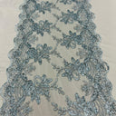 Sequin Lace Luxurious Fabric with Embroideries on Mesh by the Yard – Dresses, Gowns & Special Occasions 20" Width