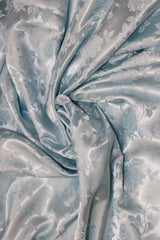 Lt. Blue Polyester Jacquard Satin Fabric - Baby Blue, Reversible, 58"-60" Width (1 Yard)