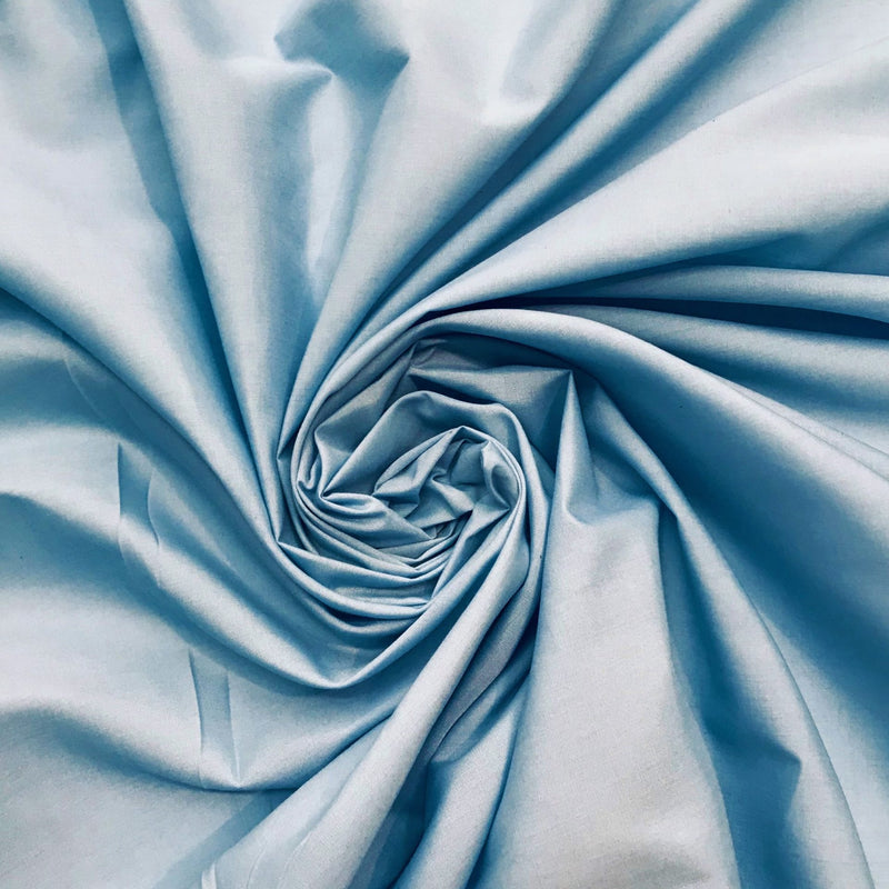 Lt Blue Poly Cotton Broadcloth Fabric - Light Blue, 59/60" Width (1 Yard)