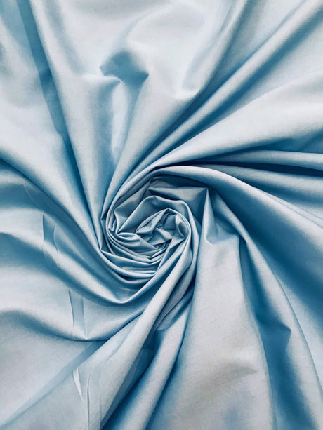 Lt Blue Poly Cotton Broadcloth Fabric - Light Blue, 59/60" Width (1 Yard)