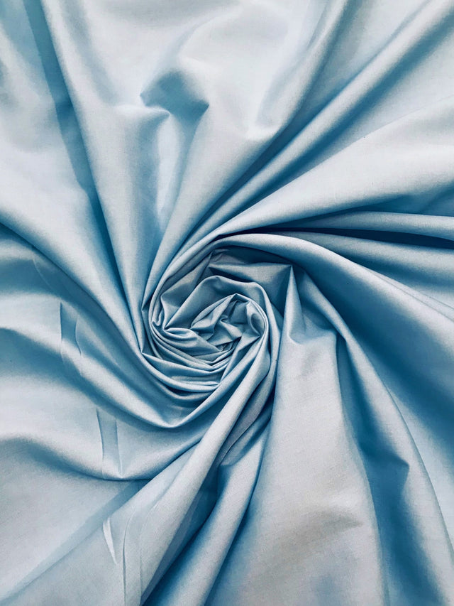 Lt Blue Poly Cotton Broadcloth Fabric - Light Blue, 59/60" Width (1 Yard)