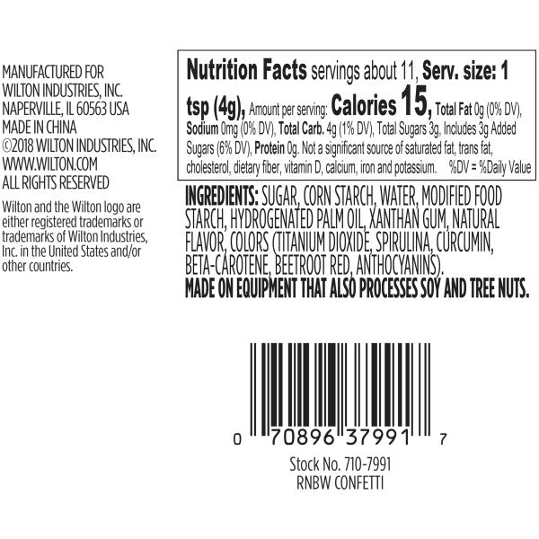 Wilton Naturally Flavored Rainbow Confetti Sprinkles, 1.58 oz.