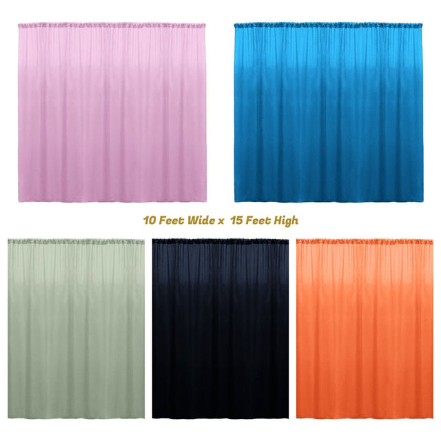 Backdrop Drape Curtain Polyester Poplin Fabric - Seamless, 10 Feet Wide X 15 Feet High (1 Panel)