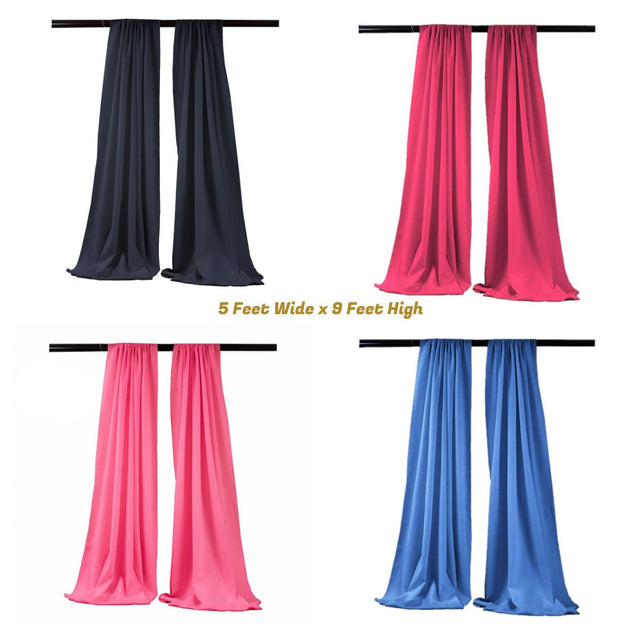 Backdrop Drape Curtain Polyester Poplin Fabric - Seamless, 5 Feet Wide X 9 Feet High (1 Set)