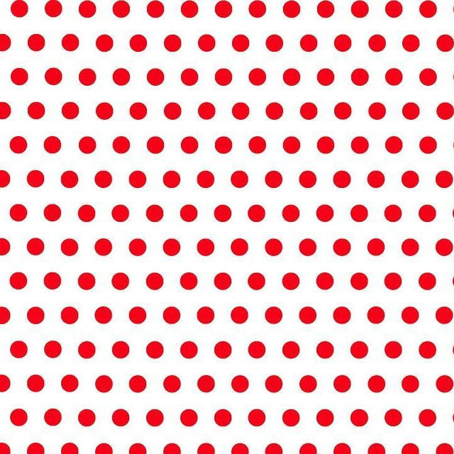 1″ One Inch Red Polka Dot on White Poly Cotton Fabric,