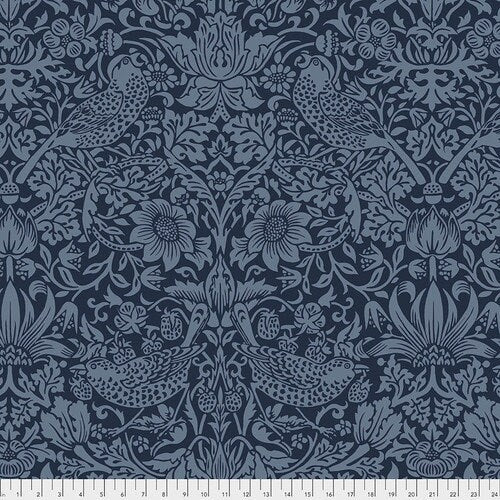 Wide Quilt Backing Strawberry Thief Navy William Morris
