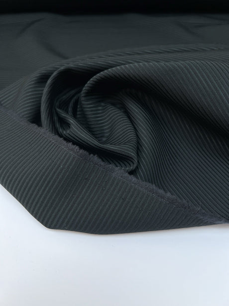 Wool Jacquard Ribbed Blue Fabric