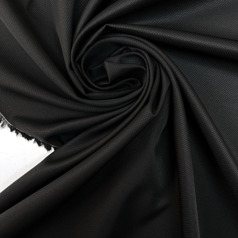 Wool Jacquard Suiting Fabric Black