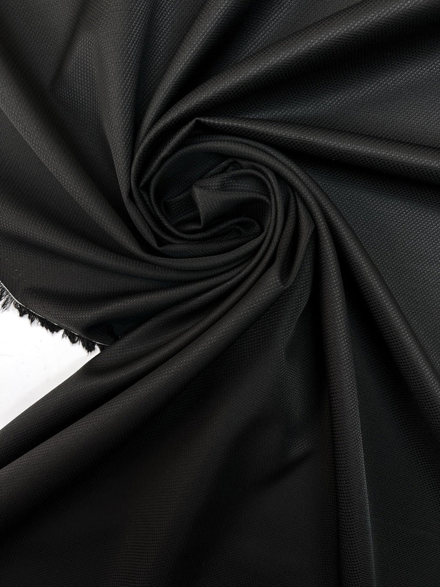 Wool Jacquard Suiting Fabric Black