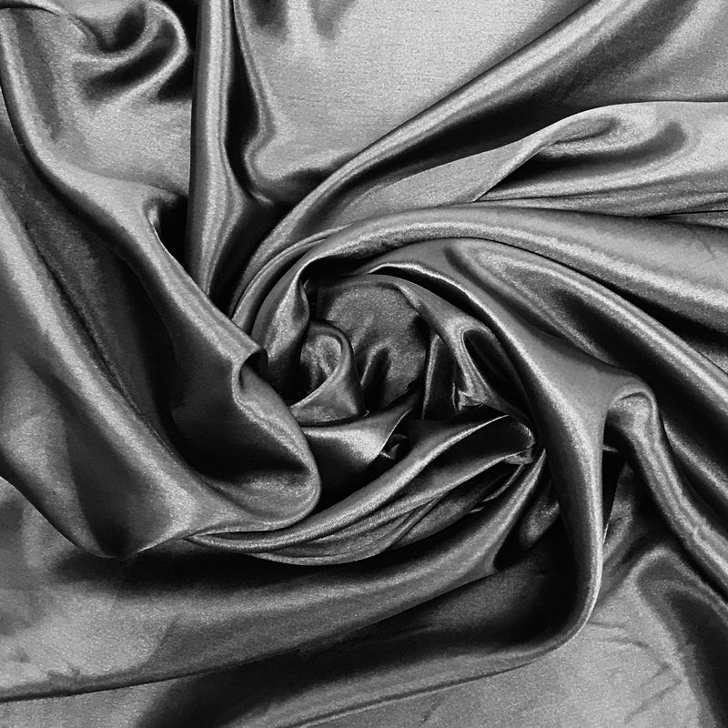Black Medium Satin Polyester Fabric - Black, Satin, 58"-60" Wide (1 Yard)