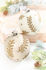 5" Gold Glitter Leaf Glass Ornament
