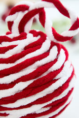 4" Red & White Plush Ball Ornament