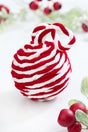4" Red & White Plush Ball Ornament