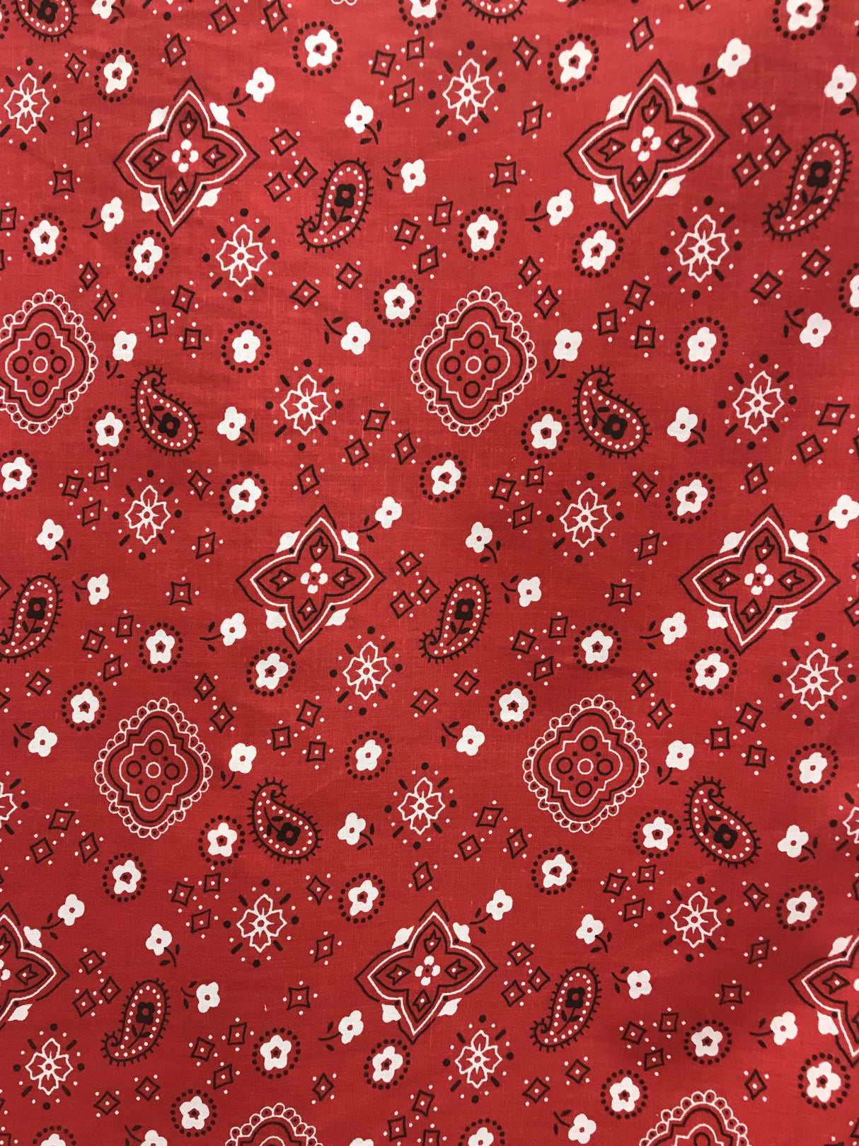 Paisley Bandanna Red Polyester Cotton Fabric - Red Paisley Bandanna Print, 59/60" Width (1 Yard)