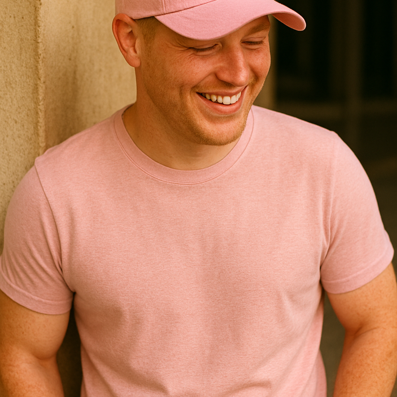 Baseball Caps Polyester Fabric - Light Pink, 6 Panels, Curved Bill (One Size)