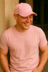 Baseball Caps Polyester Fabric - Light Pink, 6 Panels, Curved Bill (One Size)
