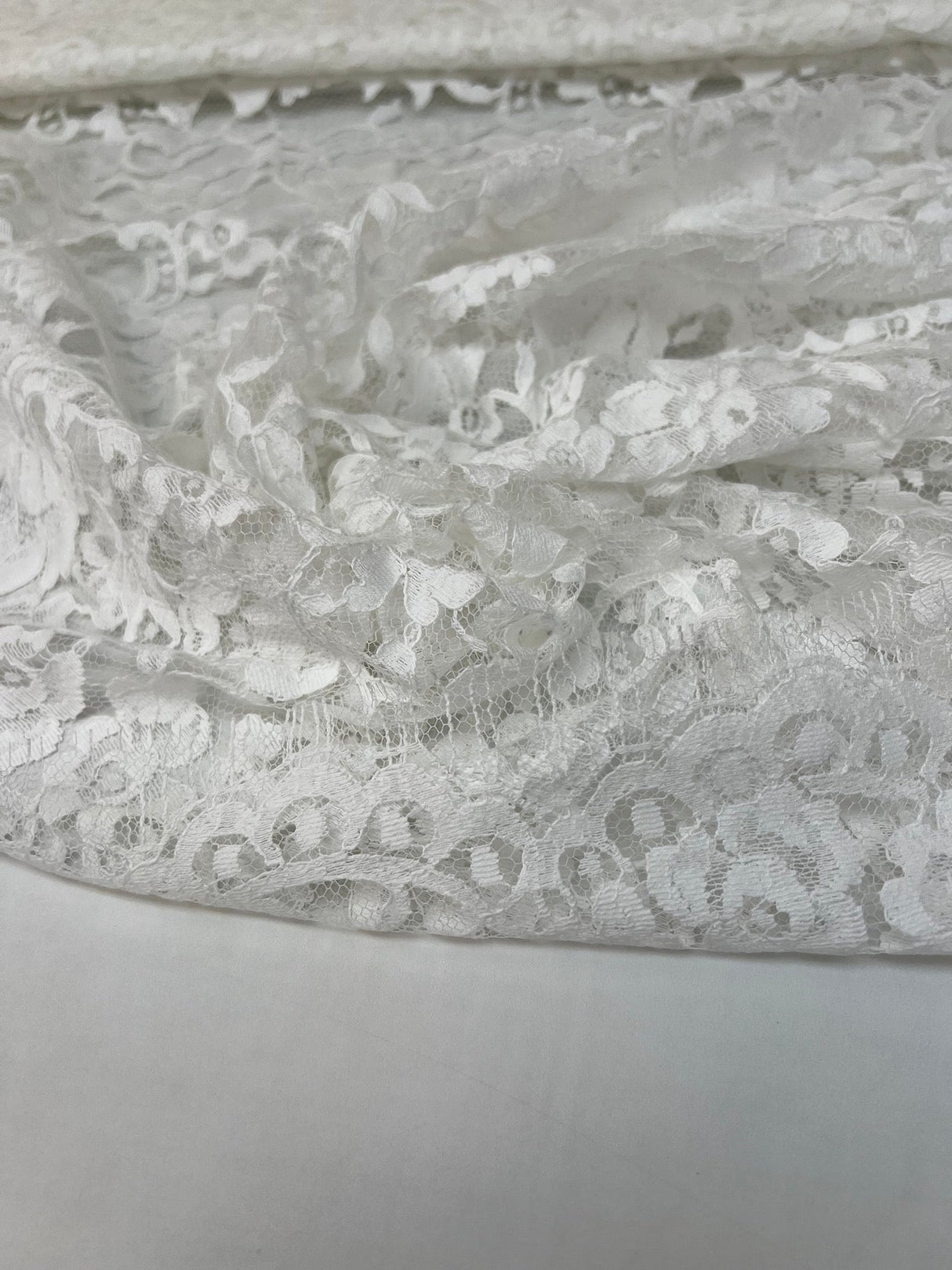 Cotton Lace Mesh Floral White