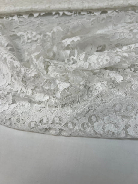 Cotton Lace Mesh Floral White