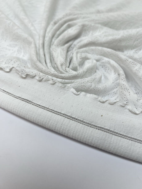 Polyamide Elastane Knitted Floral White Fabric