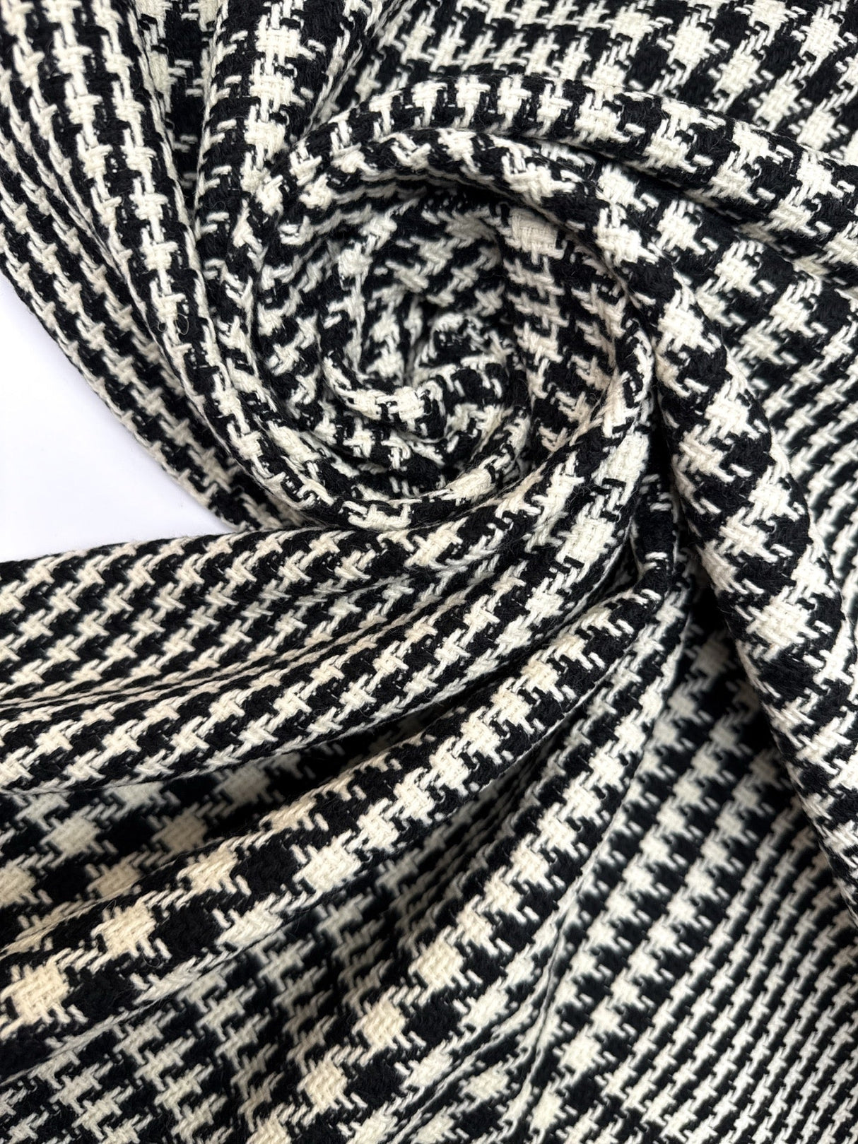 Wool Tweed Checked Black White