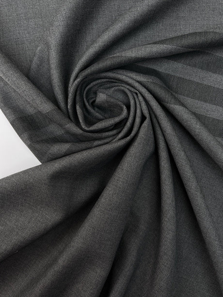 Wool Twill Gray Striped Suiting Fabric