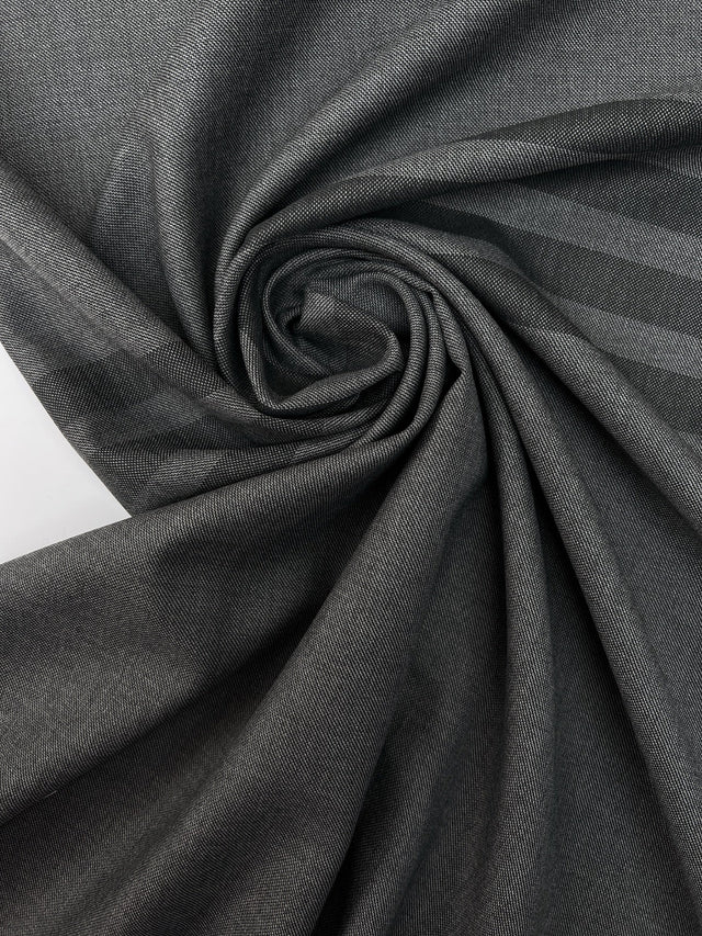 Wool Twill Gray Striped Suiting Fabric