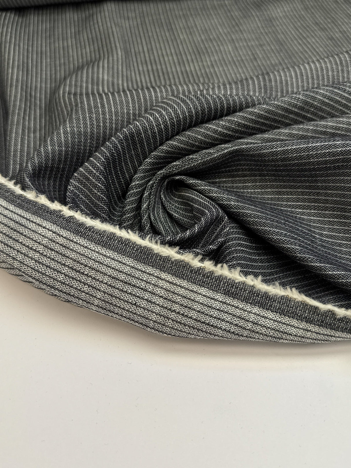 Cotton Denim Striped Blue Stretch